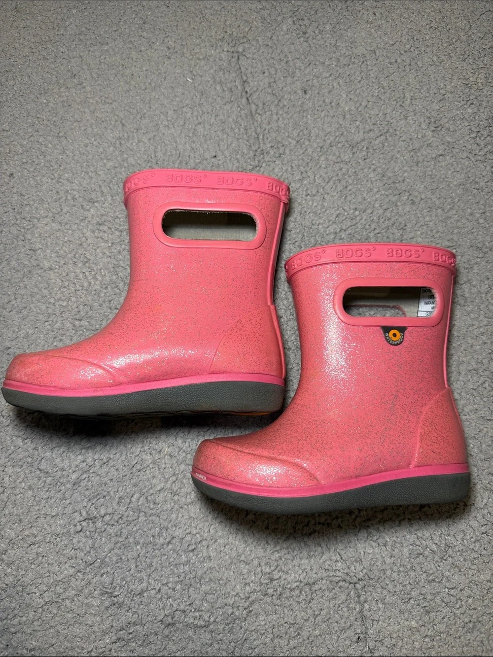 Bogs Kids Glitter Pink Waterproof Rain Boots